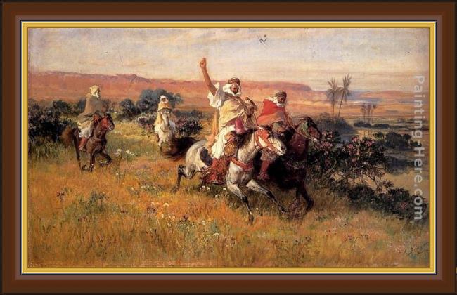 Framed Frederick Arthur Bridgman the falcon hunt painting