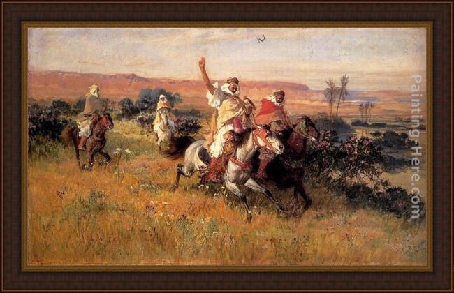 Framed Frederick Arthur Bridgman the falcon hunt painting