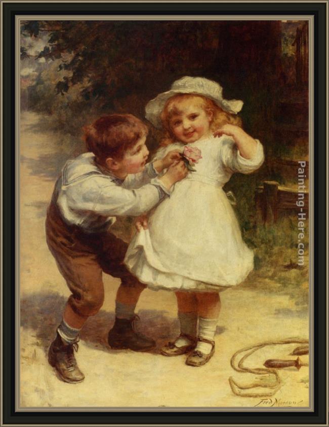 Framed Frederick Morgan sweethearts painting