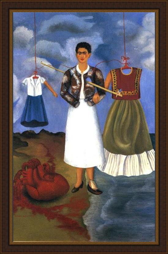 Framed Frida Kahlo memory painting