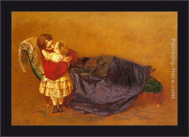 Framed George Elgar Hicks mother and child painting