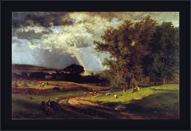 Framed George Inness a passing shower painting