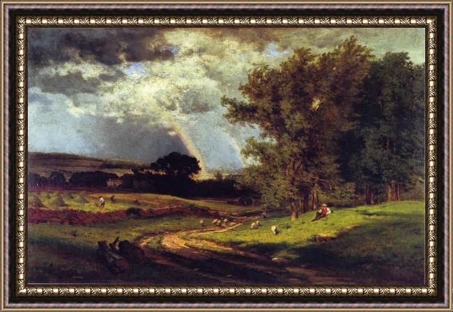 Framed George Inness a passing shower painting