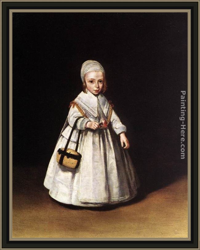 Framed Gerard ter Borch helena van der schalcke as a child painting