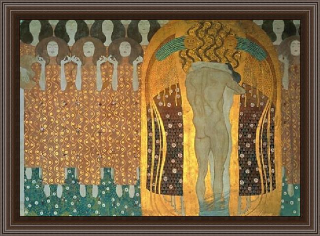 Framed Gustav Klimt beethoven frieze painting