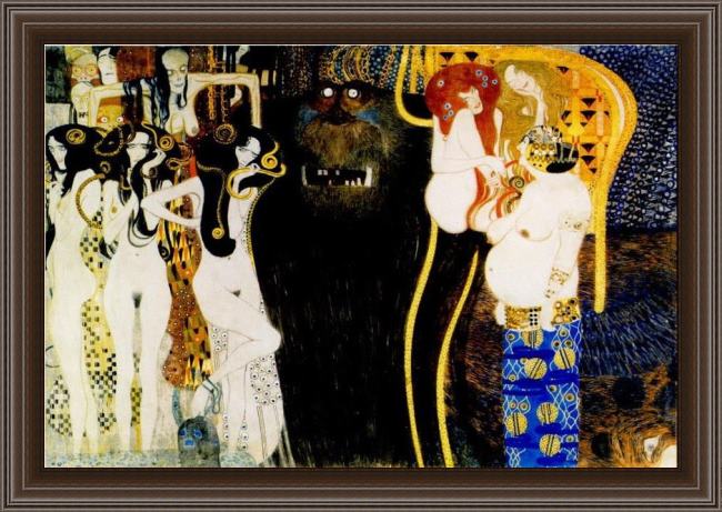 Framed Gustav Klimt entirety of beethoven frieze left5 painting