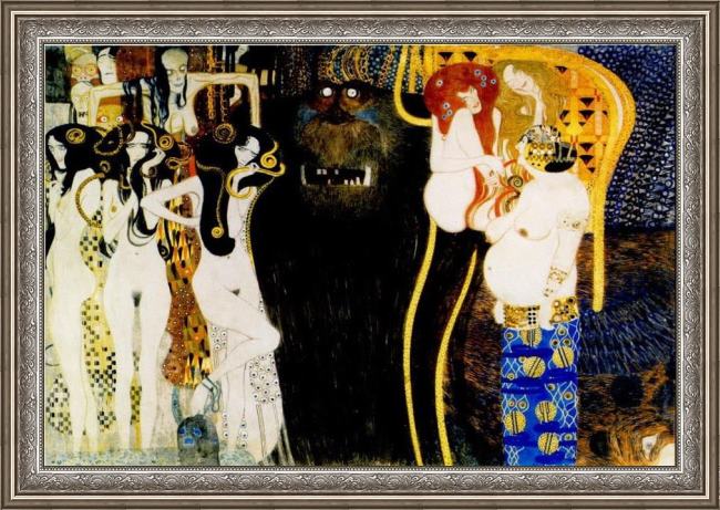 Framed Gustav Klimt entirety of beethoven frieze left5 painting