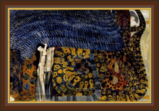 Framed Gustav Klimt entirety of beethoven frieze left6 painting