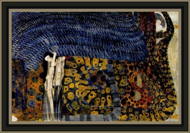 Framed Gustav Klimt entirety of beethoven frieze left6 painting