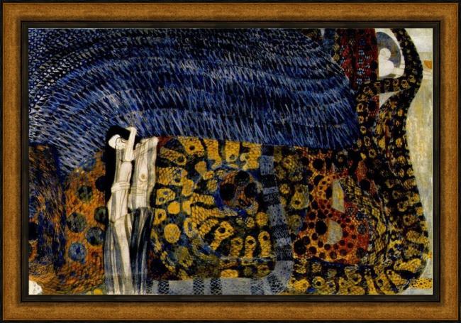 Framed Gustav Klimt entirety of beethoven frieze left6 painting