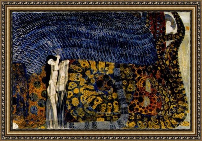 Framed Gustav Klimt entirety of beethoven frieze left6 painting