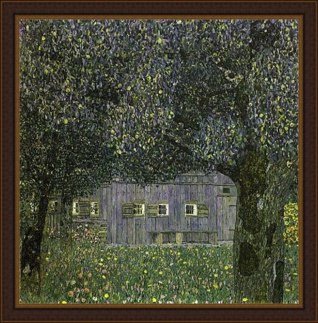 Framed Gustav Klimt farmhouse in upper austria painting