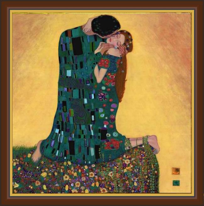 Framed Gustav Klimt kiss ii painting