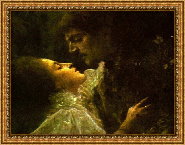 Framed Gustav Klimt love painting