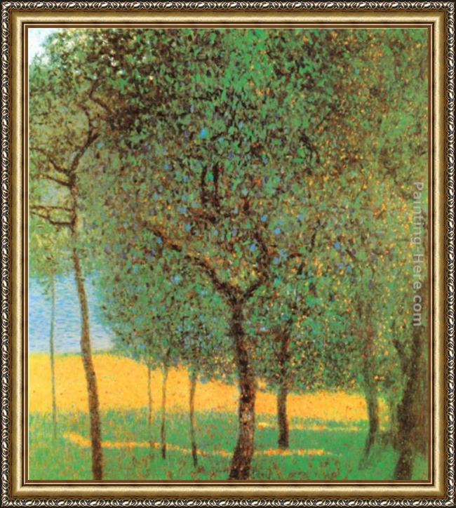 Framed Gustav Klimt orchard painting
