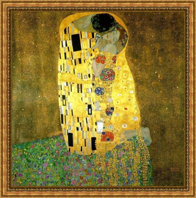 Framed Gustav Klimt the kiss painting
