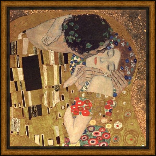 Framed Gustav Klimt the kiss detail painting