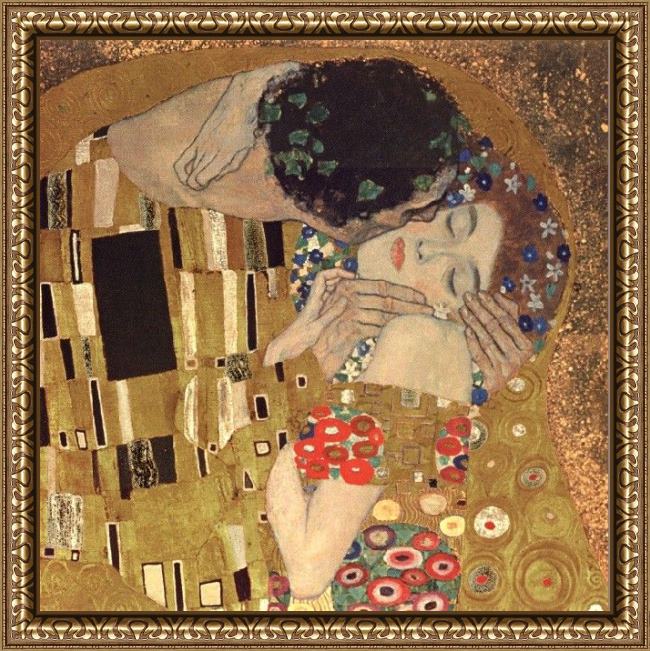 Framed Gustav Klimt the kiss detail painting