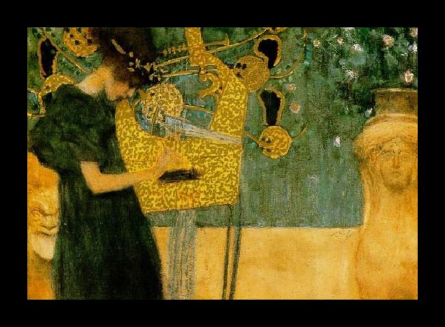 Framed Gustav Klimt the music (gold foil) painting