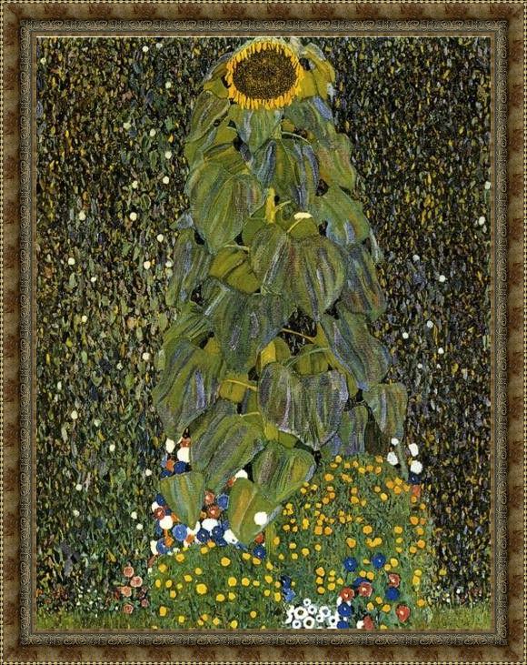 Framed Gustav Klimt the sunflower painting