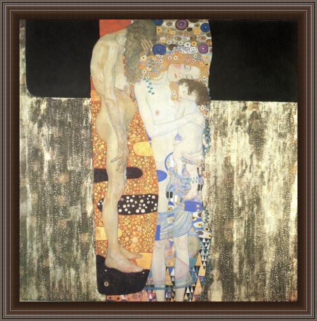 Framed Gustav Klimt the three ages of woman painting