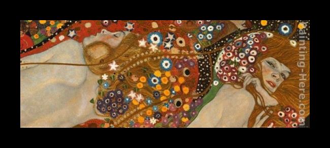 Framed Gustav Klimt water serpents detail painting