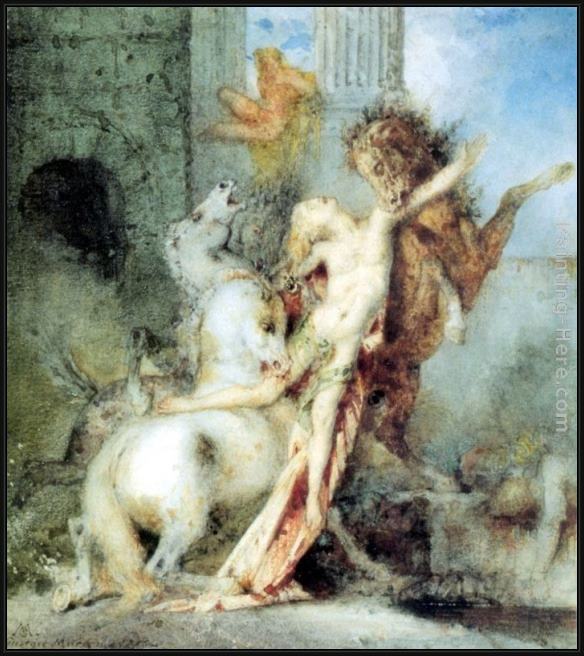 Framed Gustave Moreau diomedes devoured by his horses painting
