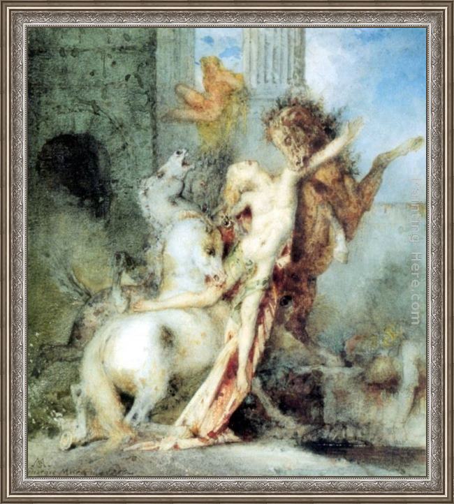 Framed Gustave Moreau diomedes devoured by his horses painting
