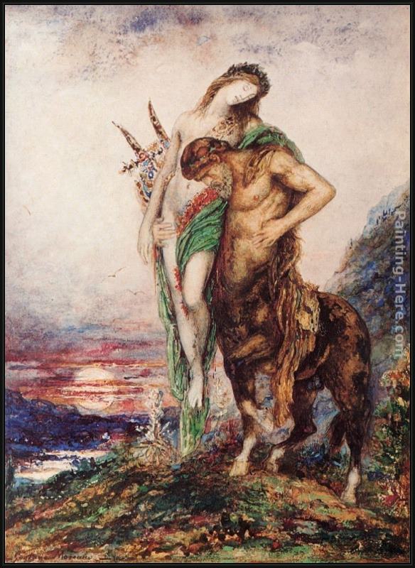 Framed Gustave Moreau poète mort porté par un centaure painting