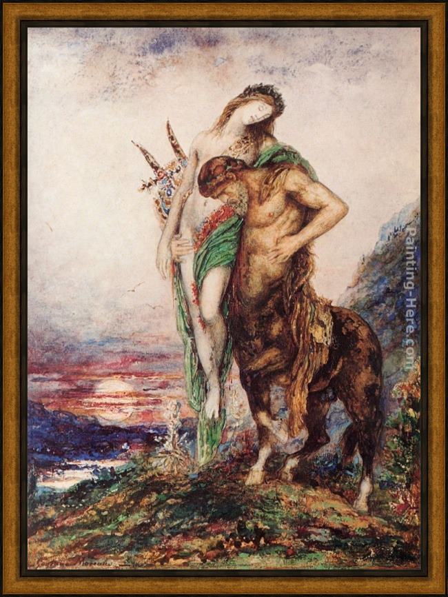 Framed Gustave Moreau poète mort porté par un centaure painting