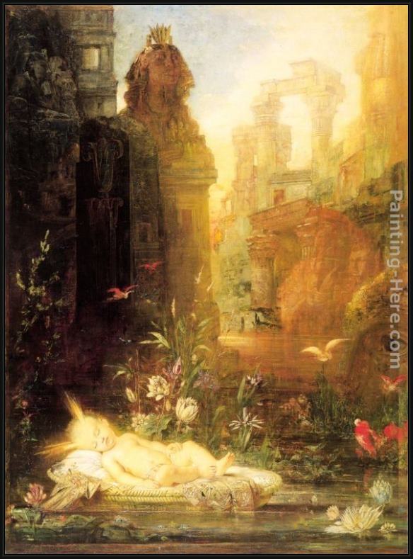 Framed Gustave Moreau young moses painting