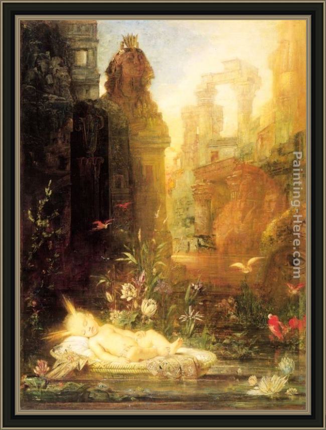 Framed Gustave Moreau young moses painting