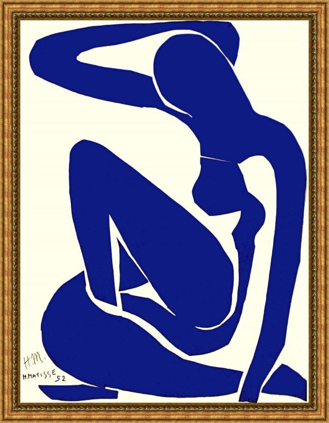 Framed Henri Matisse blue nude i 1952 painting