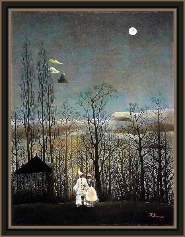 Framed Henri Rousseau a carnival evening painting