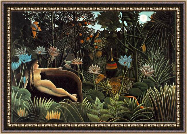 Framed Henri Rousseau the dream painting