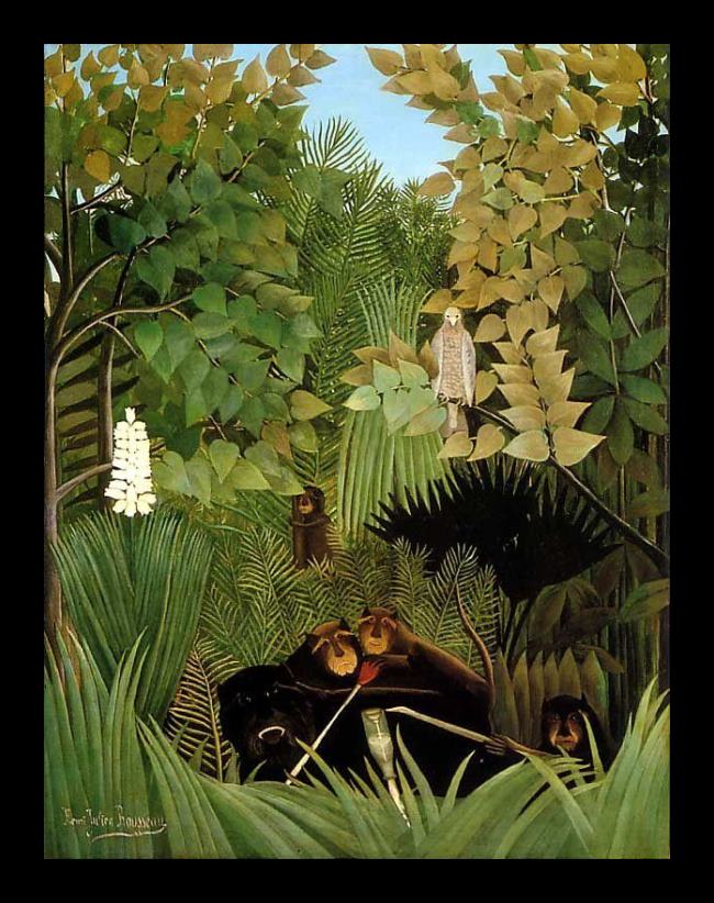 Framed Henri Rousseau the merry jesters painting