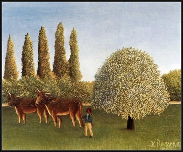 Framed Henri Rousseau the pasture painting