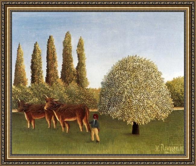 Framed Henri Rousseau the pasture painting