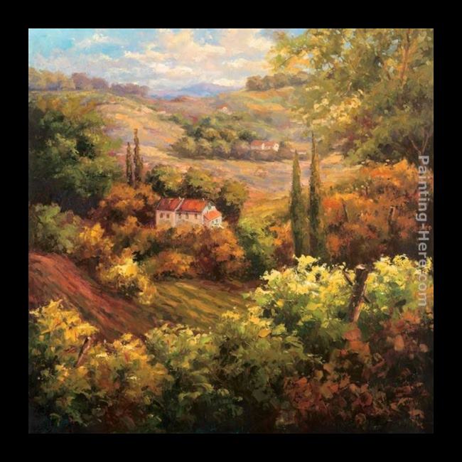 Framed Hulsey mediterranean valley farm painting