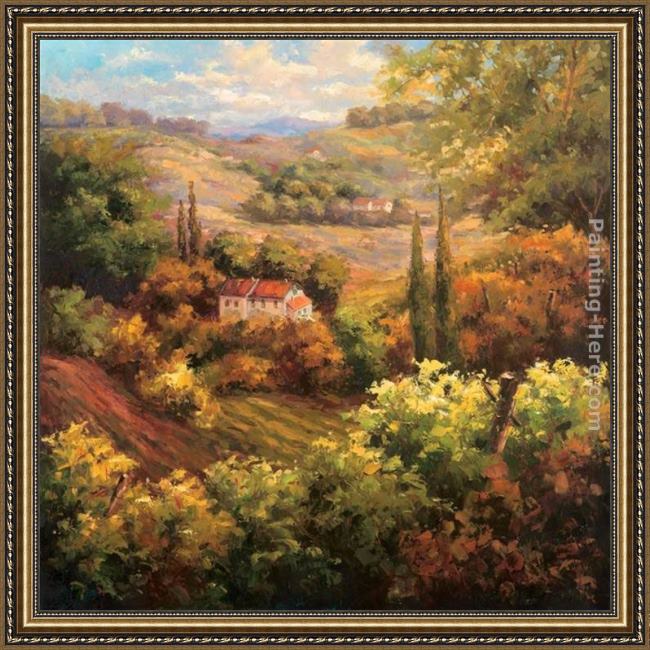Framed Hulsey mediterranean valley farm painting