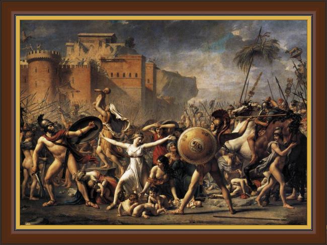 Framed Jacques-Louis David the intervention of the sabine women painting