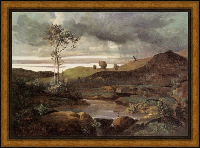 Framed Jean-Baptiste-Camille Corot the roman campagna in winter painting
