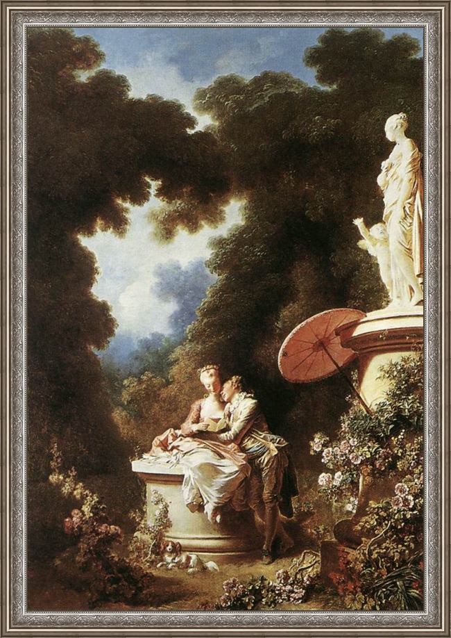 Framed Jean-Honore Fragonard the confession of love painting