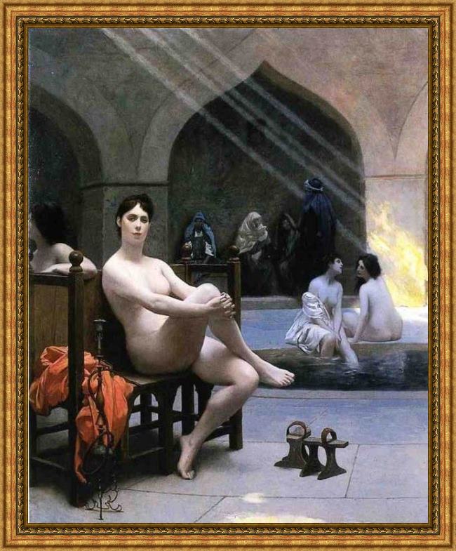 Framed Jean-Leon Gerome the women's bath painting