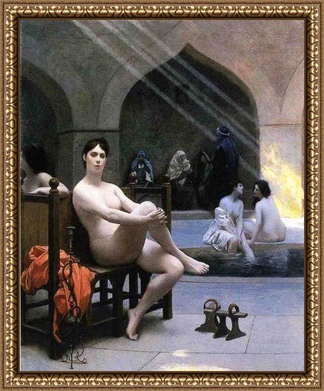 Framed Jean-Leon Gerome the women's bath painting