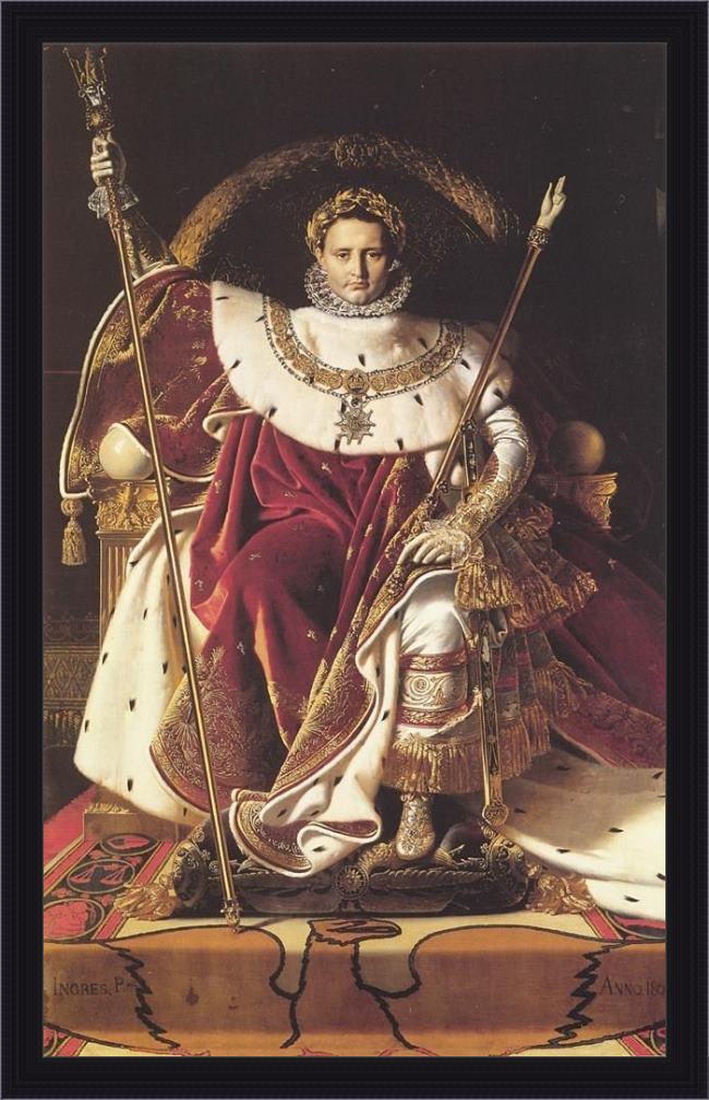 Framed Jean Auguste Dominique Ingres napoleon i on his imperial throne painting