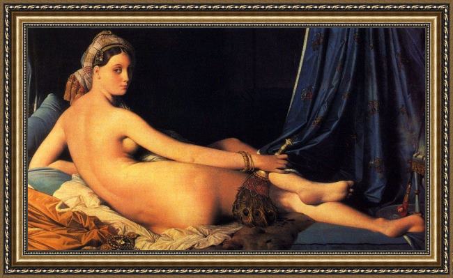Framed Jean Auguste Dominique Ingres the grande odalisque painting