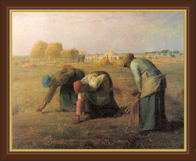 Framed Jean Francois Millet the gleaners painting