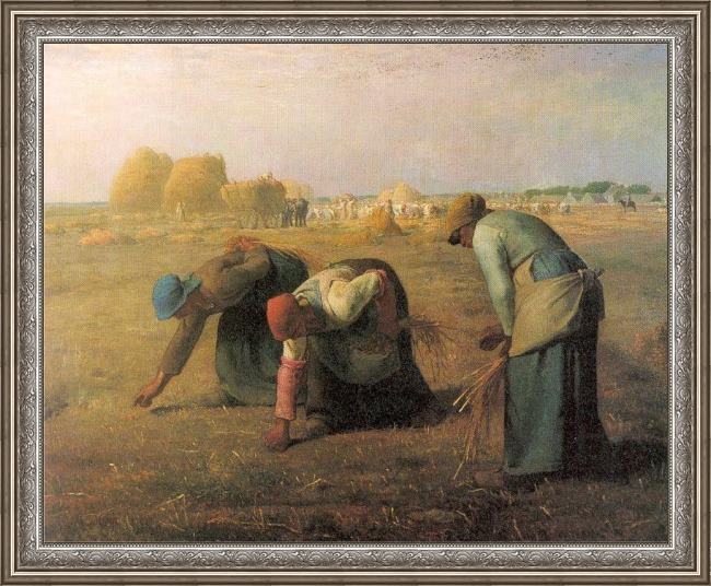 Framed Jean Francois Millet the gleaners painting