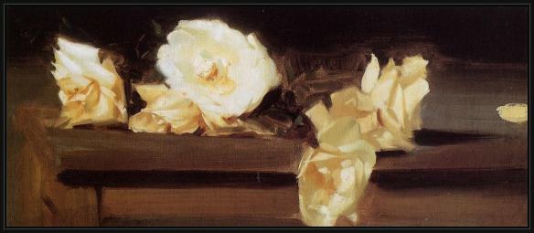 Framed John Singer Sargent roses painting